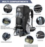 Night Cat Hiking Backpacks 70L Camping Backpacking Packs for Men Women Lightweight Outdoor for Mountaineering Traveling, No Internal Frame - Image 5