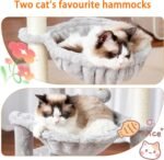 Heybly Cat Tree, 39.4 Inches Tower Condo with Scratching Post, Cat Tower for Indoor Cats, Fully Wrapped Sisal Pole, Soft Platform, 2 Baskets and Dangling Toy, Light Gray HCT006SW - Image 5