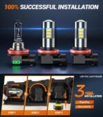 SEALIGHT H11 H8 H16 LED Fog Light Bulbs or DRL, Real 360° illumination Fog Bulbs, 6000K 400% Brightness Upgraded, H16 Front Fog Lamp,Non-polarity, Pack of 2, Plug&Play - Image 4