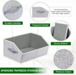 Closet Organizers Bins 6 Packs - Large Closet Shelf Organizer with Handles, Fabric Trapezoid Storage Bins, Collapsible Storage Cubes for Clothes, Towels, Light Gray - Image 4
