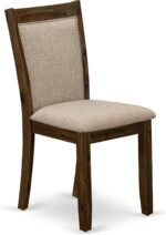 East West Furniture F2MZ7-N04 7 Piece Dining Room Furniture Set Consist of a Round Dining Table with Pedestal and 6 Light Tan Linen Fabric Upholstered Chairs, 48x48 Inch, Antique Walnut - Image 6