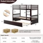 Twin Over Twin Bunk Bed with Trundle, Wooden Removable Shelf Bunk Bed w/Ladder & Full Length Guardrail, Space-Saving Convertible Bunk Beds for Homes & Dorms (Espresso) - Image 4
