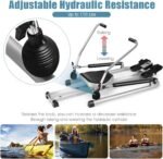 GYMAX Rowing Machine for Home, 265LBS Weight Capacity Hydraulic Rowing Machine with Adjustable Cylinder Resistance up to 110lbs & LCD Monitor, Compact Full Motion Rower for at Home Exercise - Image 3