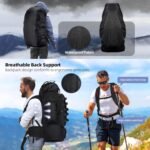 70L/100L Camping Hiking Backpack with Rain Cover, Expandable Large Military Tactical Backpack, Waterproof Molle Racksack Travel Backpacking Daypack for Climbing Trekking (Black) - Image 4