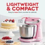 Dash Stand Mixer (Electric Mixer for Everyday Use): 6 Speed Stand Mixer with 3 Quart Stainless Steel Mixing Bowl, Dough Hooks & Mixer Beaters for Dressings, Frosting, Meringues & More - Pink - Image 3