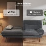 Pipishell Convertible Futon Sofa Bed,66" Corduroy Futon Couch with Adjustable Backrest and Armrests, Recliner Sleeper Sofa for Small Spaces, Play Room or Office, Grey - Image 5