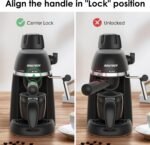 SOWTECH Coffee Machine, 3.5 Bar Espresso Cappuccino Machine with Milk Frother, 1-4 Cup Portable Coffee Maker for Latte, Cappuccino, 800W, Black - Image 7