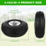 RRQ 10 Inch Pneumatic Wheel 4.10/3.50-4 Tire, 10" Pneumatic Wheels with 5/8" Bearings,2.2" Offset Hub for Garden Cart, Hand Truck, Lawn Cart, Mower (2 Pack) - Image 5