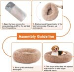Sweetcrispy Calming Donut Dog & Cat Bed, Machine Washable Cuddle Warming Cozy Fluffy Faux Fur Plush Round Anti-Anxiety Waterproof Anti-Slip Pet Sleeping Sofa, Olive Brown, 24x24x8 inches - Image 5