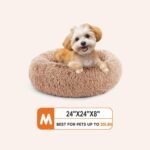 Sweetcrispy Calming Donut Dog & Cat Bed, Machine Washable Cuddle Warming Cozy Fluffy Faux Fur Plush Round Anti-Anxiety Waterproof Anti-Slip Pet Sleeping Sofa, Olive Brown, 24x24x8 inches - Image 7