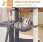YOUPET Cat Tree with Cat Scratching Post for Indoor Cats, Cat Tower with Scratching Board and Playful Toy Balls, Cat Tree Tower with Cozy Hammock,Grey - Image 4