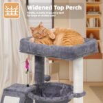 YOUPET Cat Tree with Cat Scratching Post for Indoor Cats, Cat Tower with Scratching Board and Playful Toy Balls, Cat Tree Tower with Cozy Hammock,Grey - Image 5