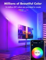 YHW Smart RGB LED Floor Lamp Works with Alexa Google Home, WiFi Remote Modern Tall Standing Light, Super Bright 2000LM Color Changing & Dimmable Sky Torchiere for Living Room, Bedroom (Black) - Image 4