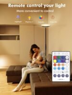 YHW Smart RGB LED Floor Lamp Works with Alexa Google Home, WiFi Remote Modern Tall Standing Light, Super Bright 2000LM Color Changing & Dimmable Sky Torchiere for Living Room, Bedroom (Black) - Image 5