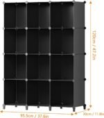 HOMIDEC Closet Organizers and Storage, 12 Cube Storage Organizer, Portable Closet Organization Clothes Shelves for Kids, Closet, Bedroom, Bathroom, Office, Black - Image 4
