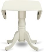 East West Furniture DLBO3-WHI-W 3 Piece Dining Room Table Set Contains a Round Kitchen Table with Dropleaf and 2 Dining Chairs, 42x42 Inch, Linen White - Image 5