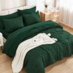 Andency Queen Comforter Set 7 Piece Dark Emerald Green - Bed in a Bag Queen Boho Lightweight Fluffy Tufted Bedding Sets with Comforter, Sheets, Pillowcases & Shams - Image 3