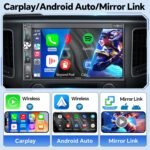 QLED Double Din Car Stereo with Dash Cam & Backup Camera, Wireless Apple CarPlay & Android Auto, Bluetooth, 4.2-Ch 2 Subwoofers Outputs, 7" QLED Touchscreen, MirrorLink, FM/AM Radio - Image 3