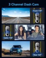 3 Channel Dash Cam Front and Rear Inside, Bulit a 32GB Card, Dash Camera for Cars,4K Full HD 2.0'' IPS Screen Dashcam with G-Sensor, IR Night Vision, WDR, Loop Recording, 24H Parking Mode - Image 3