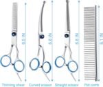 5 in 1 Premium Dog Grooming Scissors, Professional Dog Scissors for Grooming with Safety Round Tips, Lengnoyp Stainless Steel Thinning Shears, Pet Cat Shears for Grooming Kit - Image 5