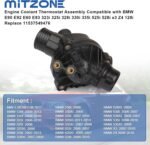 MITZONE Engine Coolant Thermostat Assembly Compatible with BMW E90 E92 E60 E83 323i 325i 328i 330i 335i 525i 528i x3 Z4 128i Replace 11537549476 - Image 3