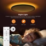 Matane 12in LED Flush Mount Ceiling Light Fixture with Remote Control, Nightlight 2000K Warm, 3000K-6500K Adjustable, Low Profile Ceiling Lights for Bedroom, Kitchen, Living Room, Black - Image 4
