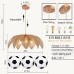 Farmhouse Chandeliers for Dining Room, 3-Light Rattan Boho Chandelier Light Fixture Hand Woven Wicker Pendant Light 24", Coastal Hanging Pendant Light for Kitchen Island Bedroom Living Room - Image 4