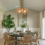 Farmhouse Chandeliers for Dining Room, 3-Light Rattan Boho Chandelier Light Fixture Hand Woven Wicker Pendant Light 24", Coastal Hanging Pendant Light for Kitchen Island Bedroom Living Room - Image 5