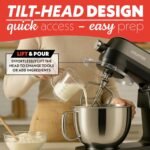 Gourmia Digital Stand Mixer - 7 QT Tilt-Head Kitchen Mixer with LED Timer, 10 Speeds, Stainless Steel Bowl, Attachments Included, 800W, Silver - Image 5