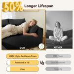 Boneless Couches for Living Room, L-Shaped Cloud Couch with Oversized Chaise, Modular Sectional Couch w/Deep Seat, Corduroy Comfy Sofa, No Assembly Couches for Bedroom & Apartment, Black - Image 5