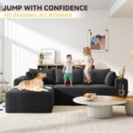 Boneless Couches for Living Room, L-Shaped Cloud Couch with Oversized Chaise, Modular Sectional Couch w/Deep Seat, Corduroy Comfy Sofa, No Assembly Couches for Bedroom & Apartment, Black - Image 6
