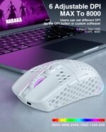 SOLAKAKA SM600 White Wireless Gaming Mouse,Tri-Modes BT5.1/Type-C Wired/2.4G Wireless Mouse with 2 Side Buttons, Programmable Macro Gamer Mouse with RGB Light for Laptop/PC/Mac - Image 6