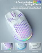 SOLAKAKA SM600 White Wireless Gaming Mouse,Tri-Modes BT5.1/Type-C Wired/2.4G Wireless Mouse with 2 Side Buttons, Programmable Macro Gamer Mouse with RGB Light for Laptop/PC/Mac - Image 7