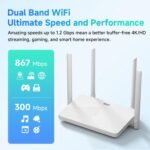 DBIT AC1200 Gigabit WiFi Router 2.4GHz +5GHz Dual Band MU-MIMO Wireless Internet Router, 4 x 10/100/1000Mbps Ethernet Ports, 4 x 5dBi Antennas, Support Router, AP, Repeater Mode, EasyMesh, White - Image 3