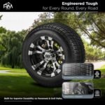 RM Cart 10" Warlock Black/Machined on 205/50-10 Deli Low Profile Tires (Set of 4) | Golf Cart Tires and Wheels Combo with Standard Lug Nuts - Image 3