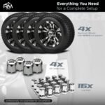 RM Cart 10" Warlock Black/Machined on 205/50-10 Deli Low Profile Tires (Set of 4) | Golf Cart Tires and Wheels Combo with Standard Lug Nuts - Image 4