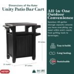 Keter Outdoor Grill Prep Table & Serving Cart, Stainless Steel Top, Unity, 40 Gal, Brown - Portable Bar Table and Cooking Accessory for Pool, Patio, Lawn, and Backyard - Image 3