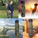 Allnice Durable Canvas Fishing Rod & Reel Organizer Bag Travel Carry Case Bag- Holds 5 Poles & Tackle - Image 6
