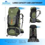 Bseash 80L Waterproof Hiking Camping Backpack with Rain Cover, Lightweight Outdoor Sport Travel Daypack for Climbing Touring (Army Green) - Image 3