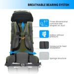 Bseash 80L Waterproof Hiking Camping Backpack with Rain Cover, Lightweight Outdoor Sport Travel Daypack for Climbing Touring (Army Green) - Image 4