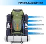 Bseash 80L Waterproof Hiking Camping Backpack with Rain Cover, Lightweight Outdoor Sport Travel Daypack for Climbing Touring (Army Green) - Image 6