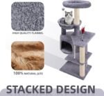 TWDEPART 42.5'' Cat Tree for Indor Cats, Multifunctional Cat Tower with Cozy Condo, Perches, Scratching Posts and Hammock, Grey… - Image 4