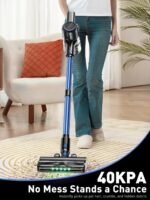 Cordless Vacuum Cleaner, 8-in-1 Vacuum Cleaners for Home, 45Mins Runtime, Anti-Tangle Stick Vacuum with LED Display, Rechargeable Lightweight Vacuum for Pet Hair/Carpet/Floor (Blue) - Image 3