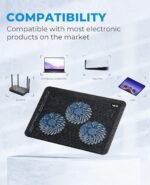 havit HV-F2056 15.6"-17" Laptop Cooler Cooling Pad - Slim Portable USB Powered (3 Fans), Black/Blue - Image 4