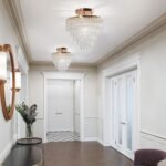 FRIXCHUR 11.8" Crystal Chandelier Gold Crystal Flush Mount Ceiling Light 5 Tiers Raindrops Crystal Pendant Lighting Fixture for Bedroom Hallway Living Room E26 Base - Image 4