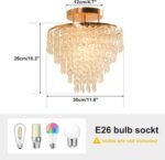 FRIXCHUR 11.8" Crystal Chandelier Gold Crystal Flush Mount Ceiling Light 5 Tiers Raindrops Crystal Pendant Lighting Fixture for Bedroom Hallway Living Room E26 Base - Image 6