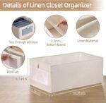 Linen Closet Organizers And Storage, 4 Pack Storage Bins Baskets for Organization Foldable Organizer with Clear Window Organizing Clothing, Jeans, Shelves - Image 3