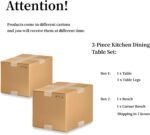 3 Piece Dining Table Set with Bench, 42.9 Inch Modern Kitchen Table with Right Seat Corner and 43.3 Inch Bench for Family Dining Room Furniture - Image 9