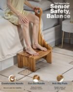 Premium Step Stool with Handle for Adults, Elderly & Seniors, Wooden 9” One Step Stool for High Bed, Heavy Duty Bedside Step Platform, Holds Up to 400 lbs, Nonslip Platform for Kitchen/Bathroom - Image 4