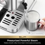 CHULUX Slim Espresso Machine with Milk Frother Steam Wand, 20 Bar Professional Italian Pump Espresso Coffee Machine for Home Cappuccino & Latte Maker, Silver - Image 4